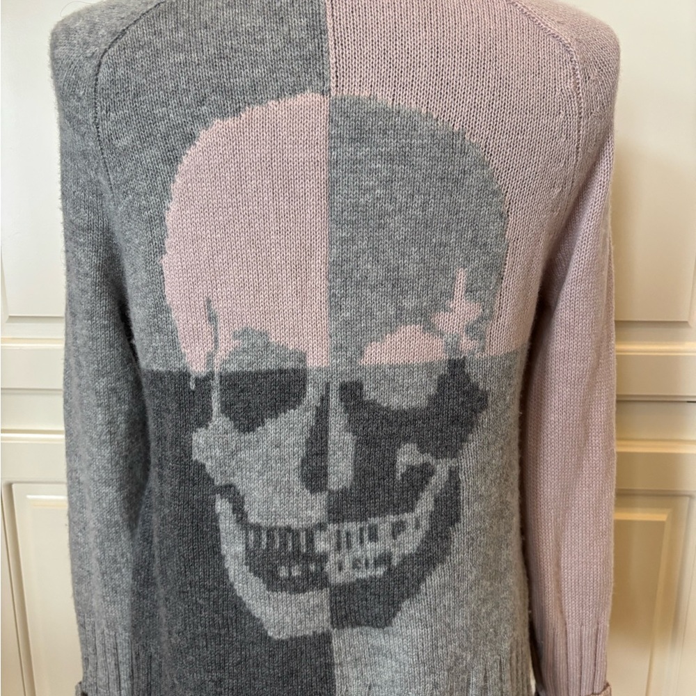 Skull Cashmere Brand  Pink and Gray Color Block Sweater